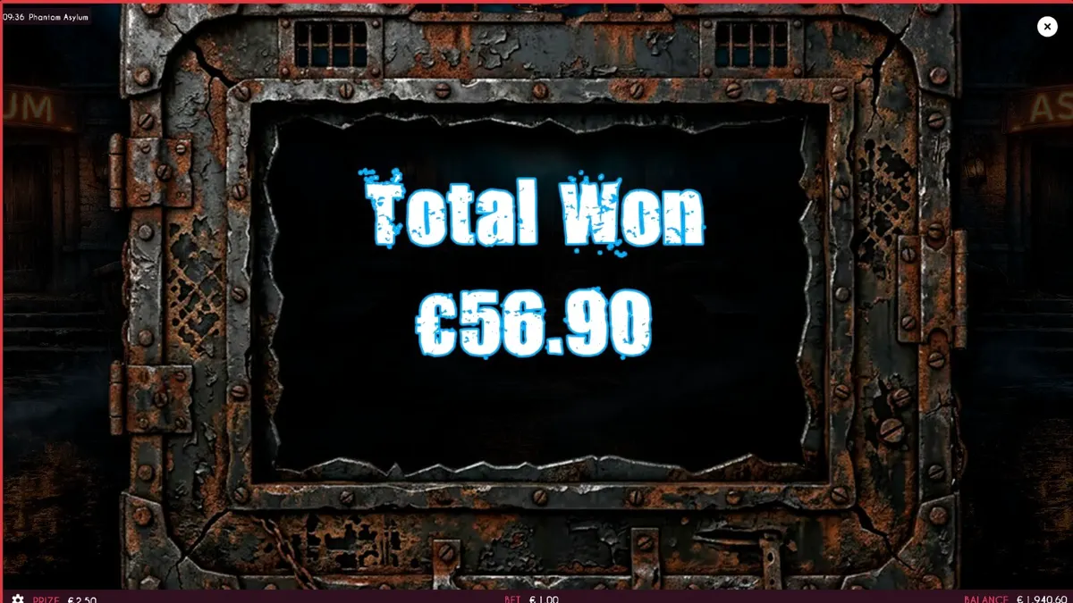 Tampilan visual slot Phantom Asylum dengan tema rumah sakit jiwa yang mencekam